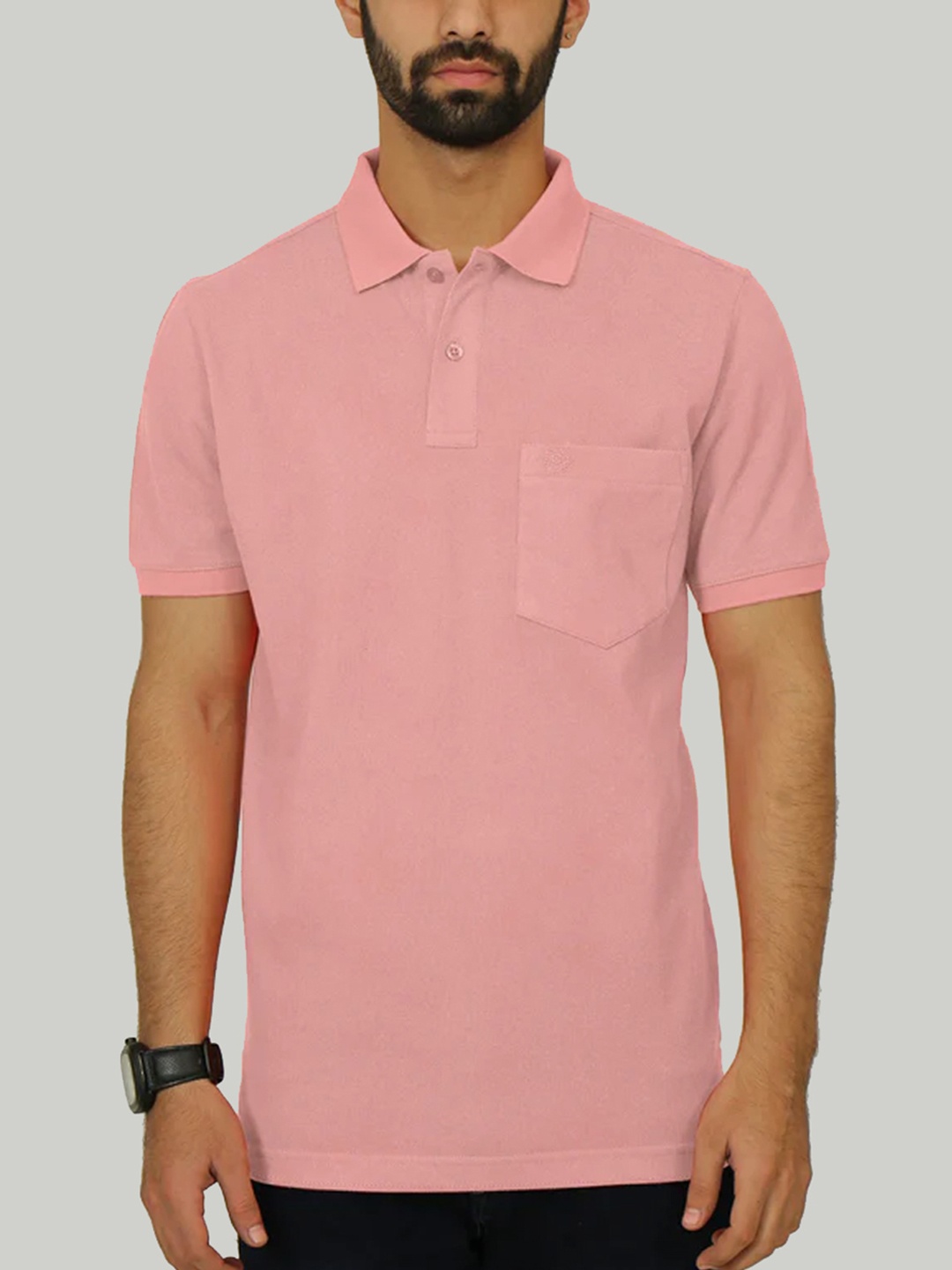 

CELSIUS Polo Collar Short Sleeves Pockets T-shirt, Pink