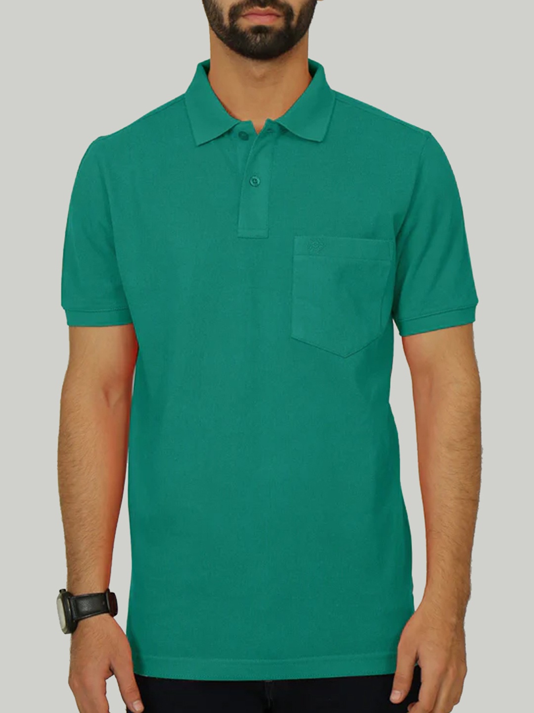 

CELSIUS Polo Collar Short Sleeves Pockets T-shirt, Green