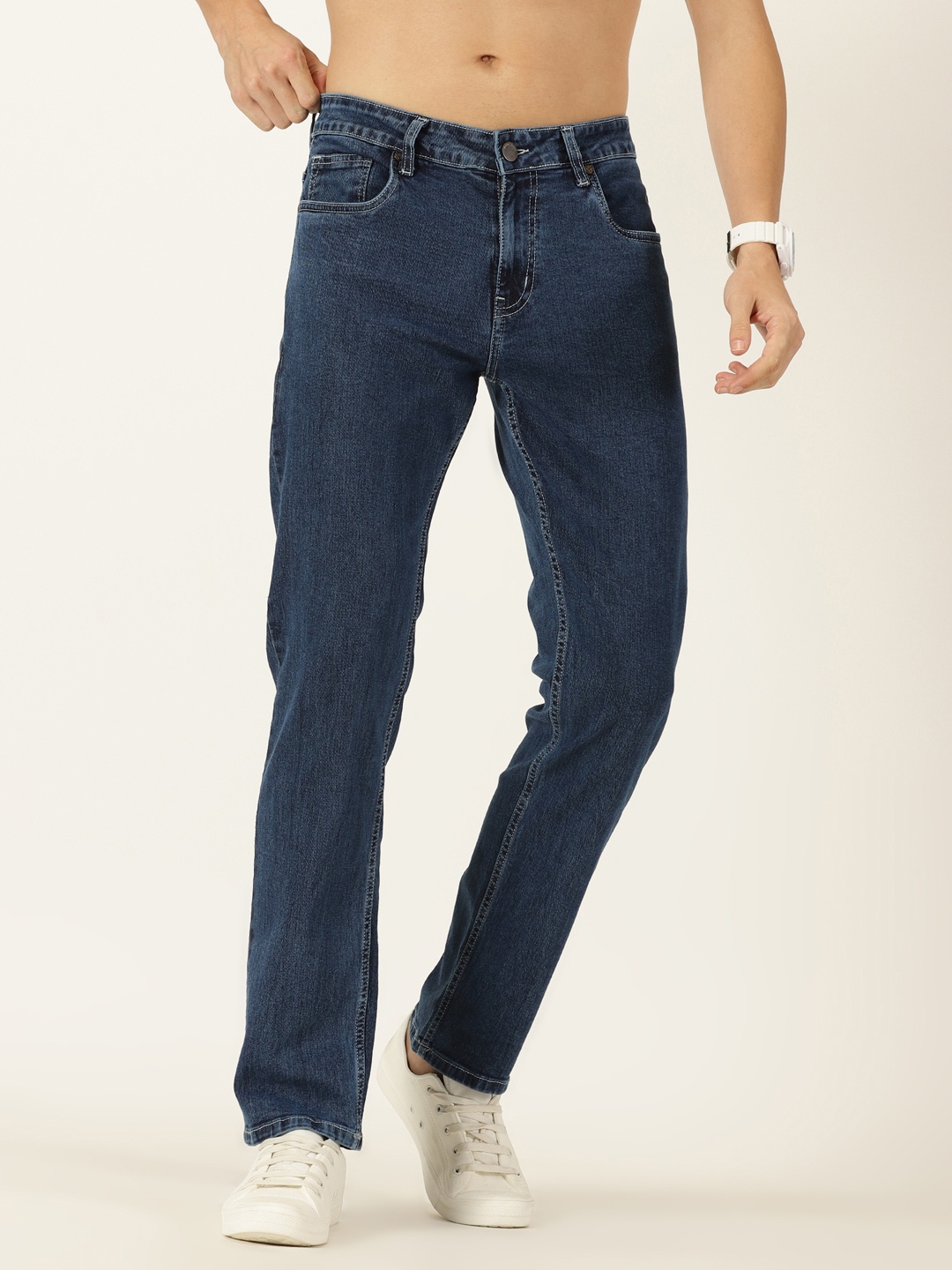 

HERE&NOW Men Blue Tapered Fit Clean Look Stretchable Jeans