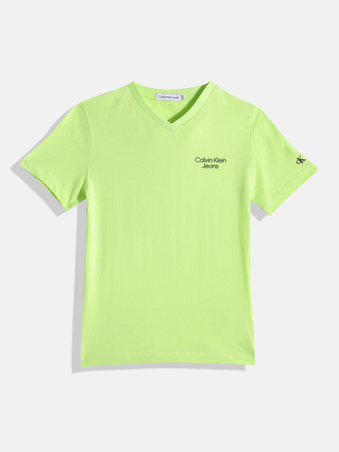 

Calvin Klein Jeans Boys Brand Logo Printed Pure Cotton T-shirt, Green