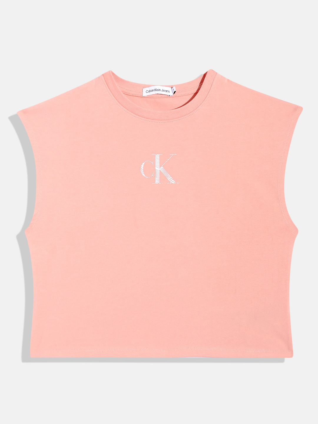 

Calvin Klein Jeans Girls Brand Logo Printed Pure Cotton T-shirt, Pink