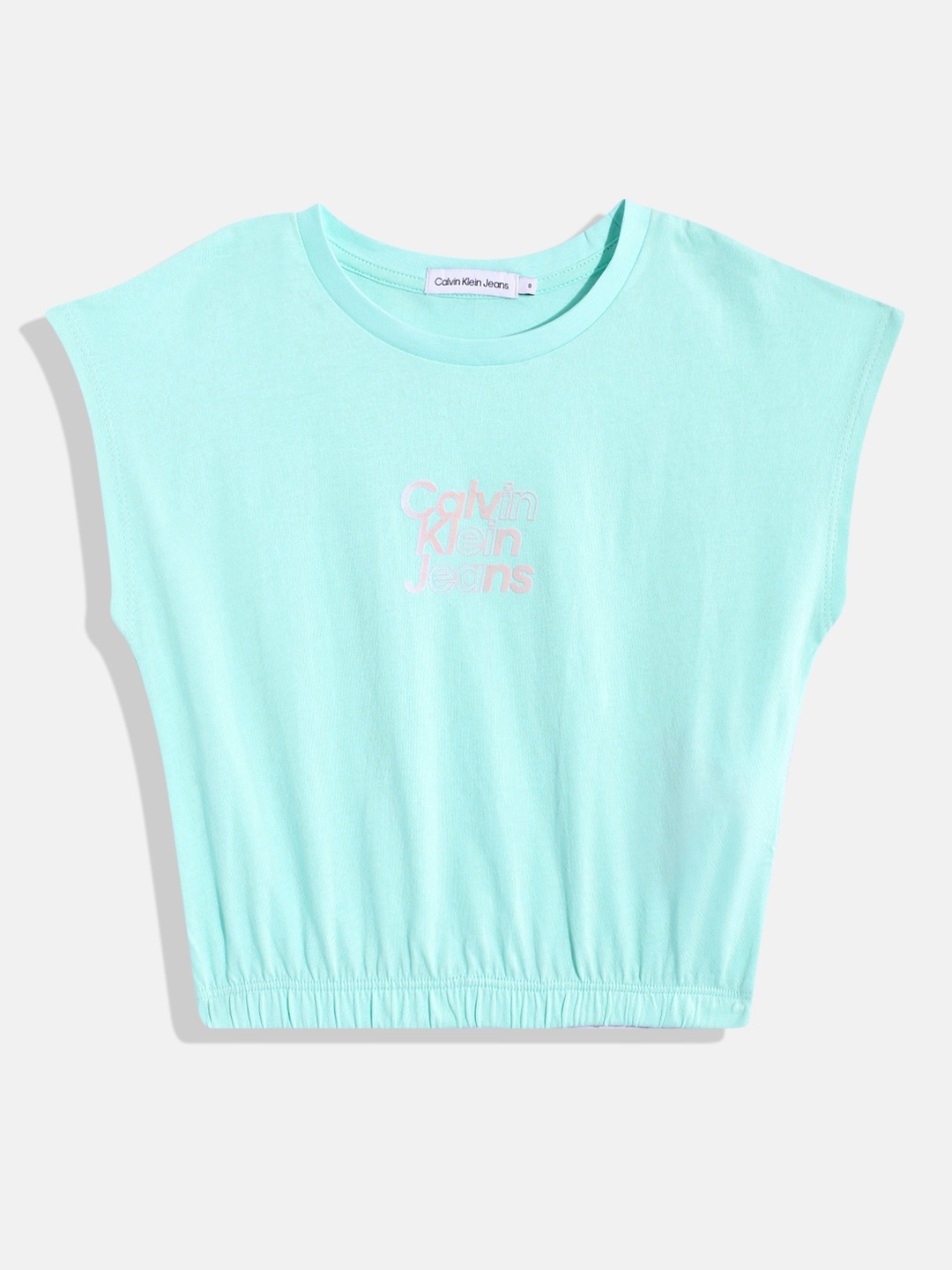 

Calvin Klein Jeans Girls Printed Extended Sleeves Pure Cotton T-shirt, Blue