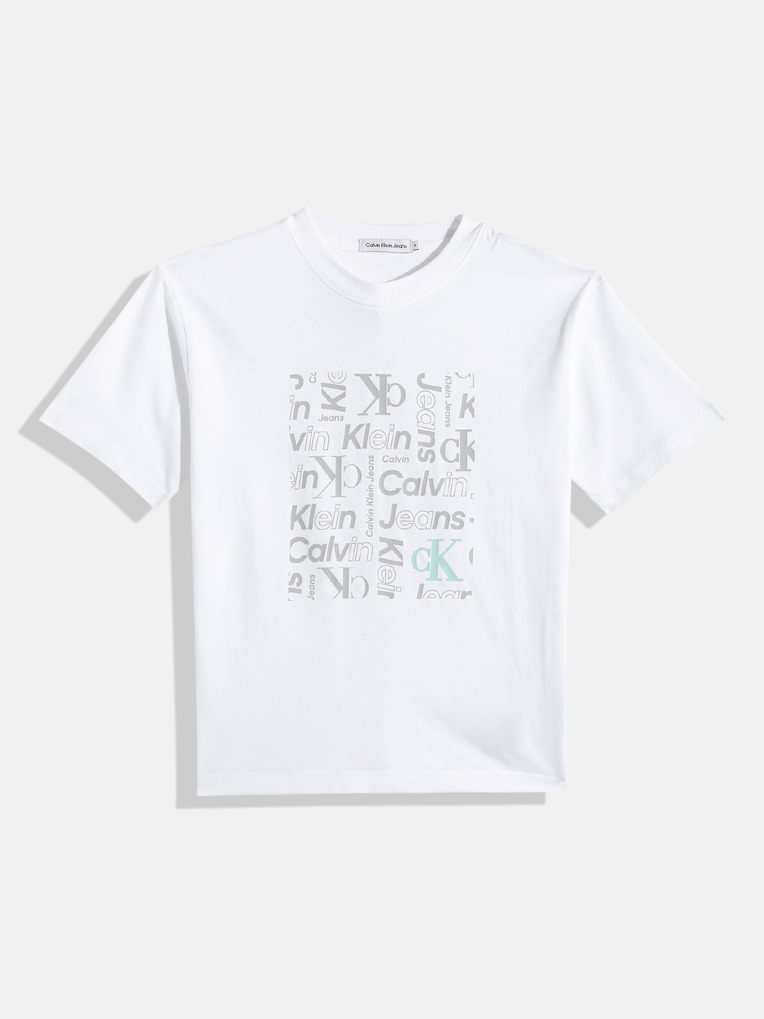 

Calvin Klein Jeans Boys Brand Logo Print Pure Cotton Boxy T-shirt, White