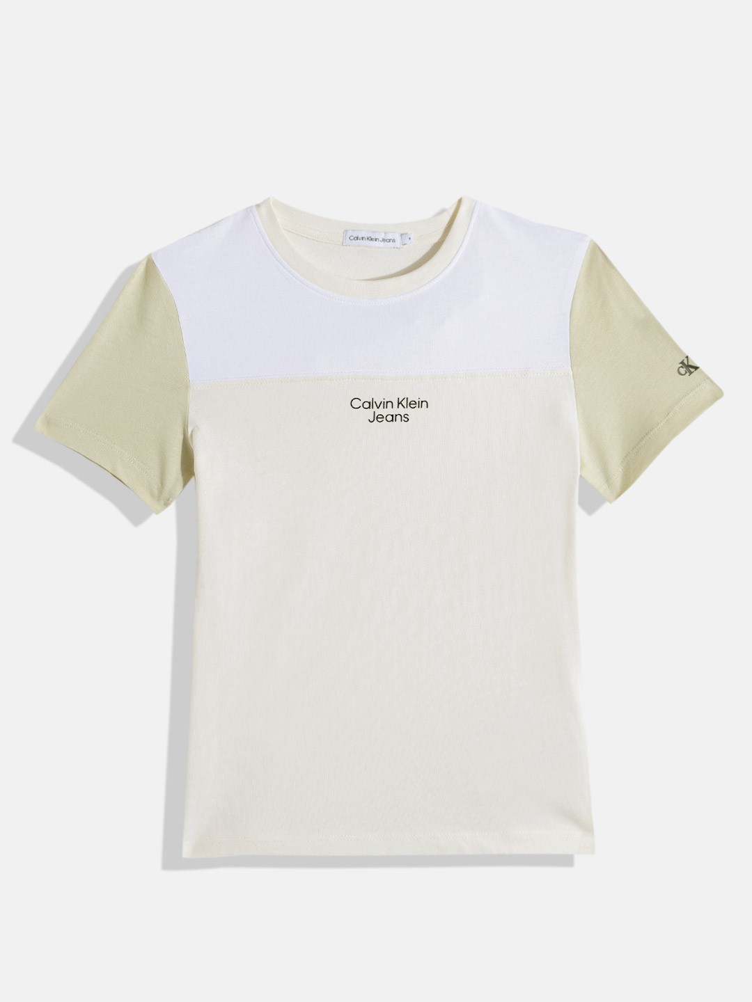 

Calvin Klein Jeans Boys Colourblocked Pure Cotton T-shirt, White