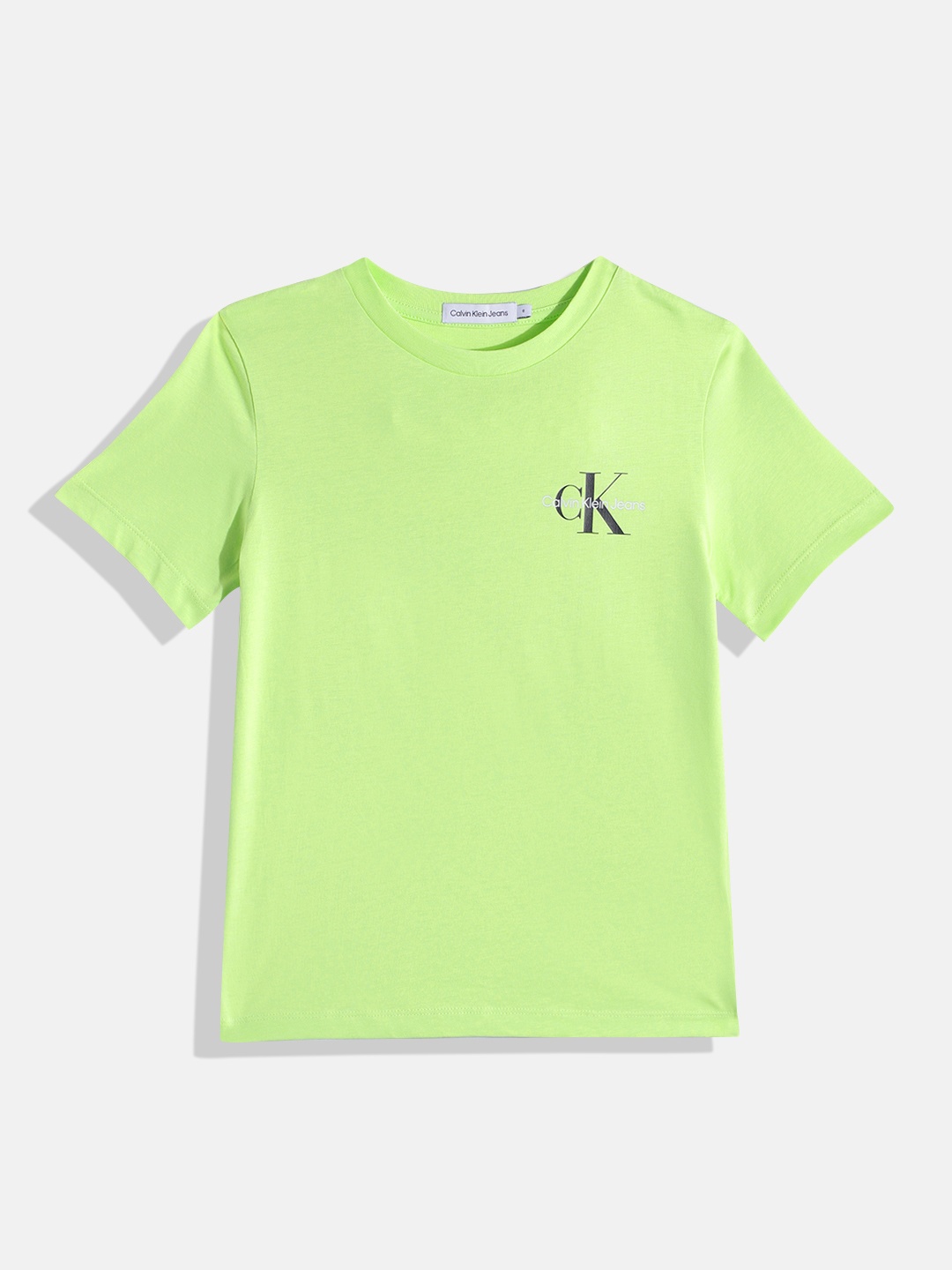 

Calvin Klein Jeans Boys Brand Logo Printed Detail Pure Cotton T-shirt, Green