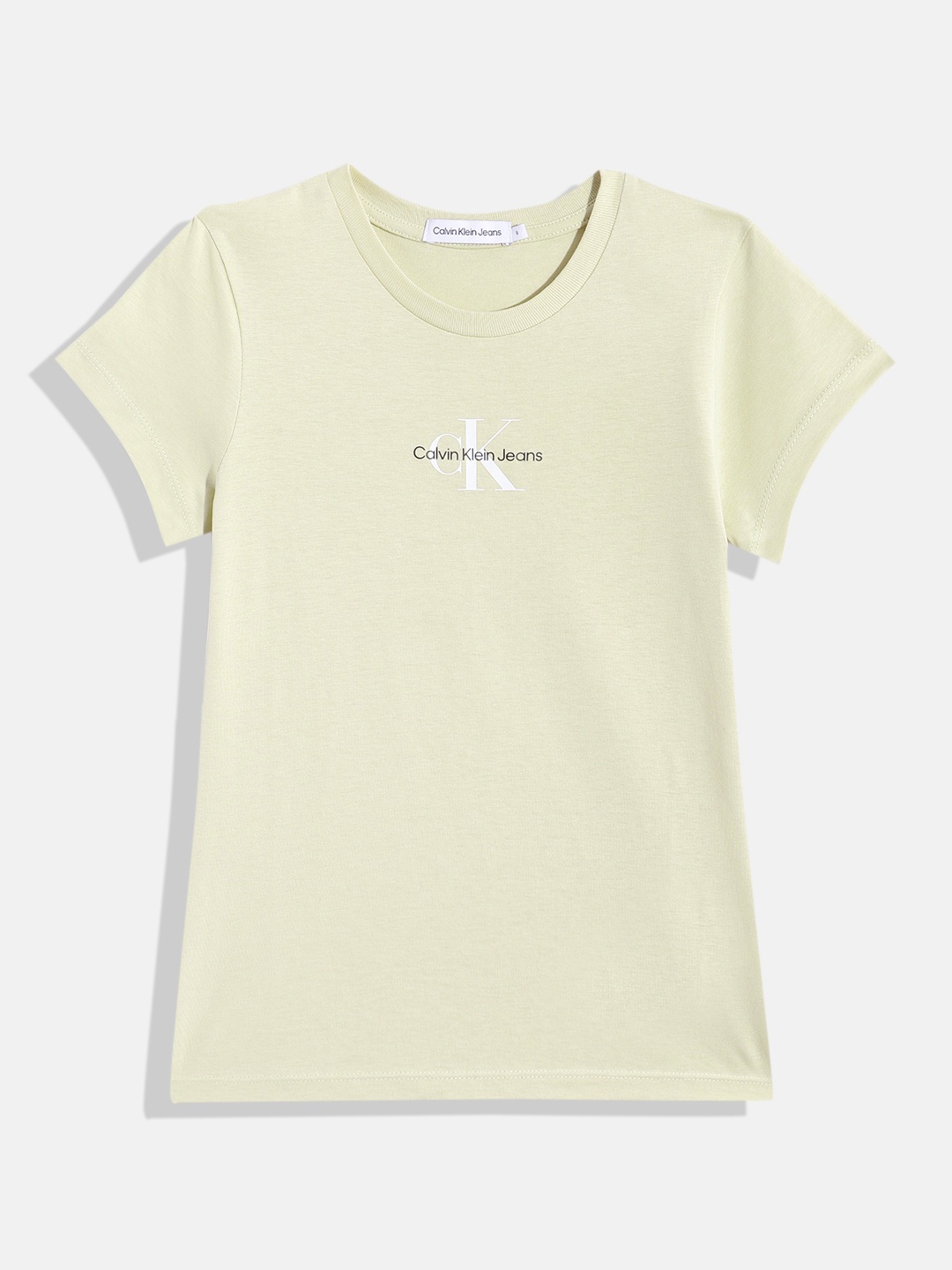 

Calvin Klein Jeans Girls Brand Logo Printed Pure Cotton T-shirt, Green