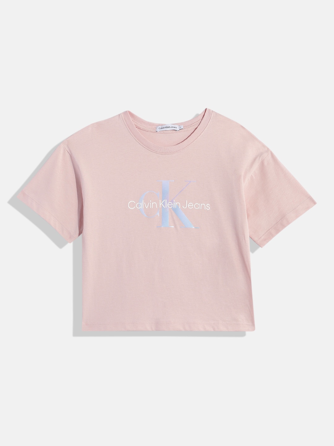 

Calvin Klein Jeans Girls Brand Logo Print Pure Cotton T-shirt, Pink