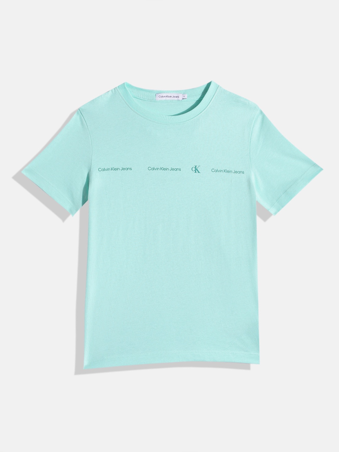 

Calvin Klein Jeans Boys Brand Logo Printed Pure Cotton T-shirt, Blue