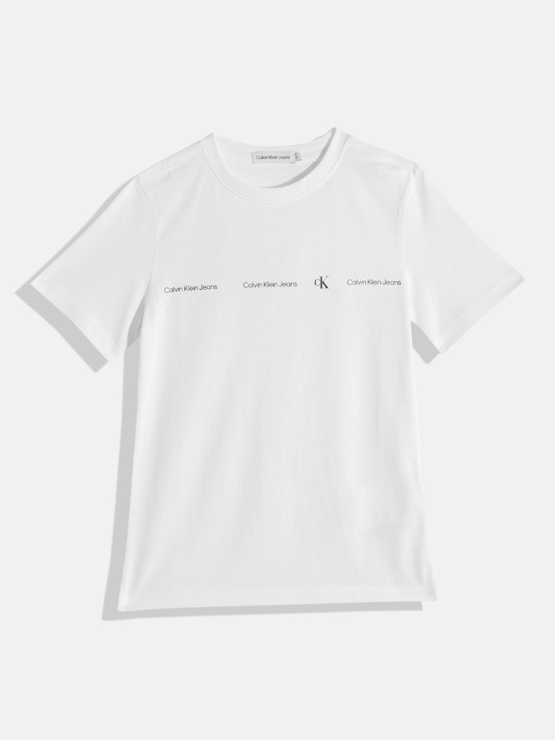 

Calvin Klein Jeans Boys Brand Logo Printed Pure Cotton T-shirt, White
