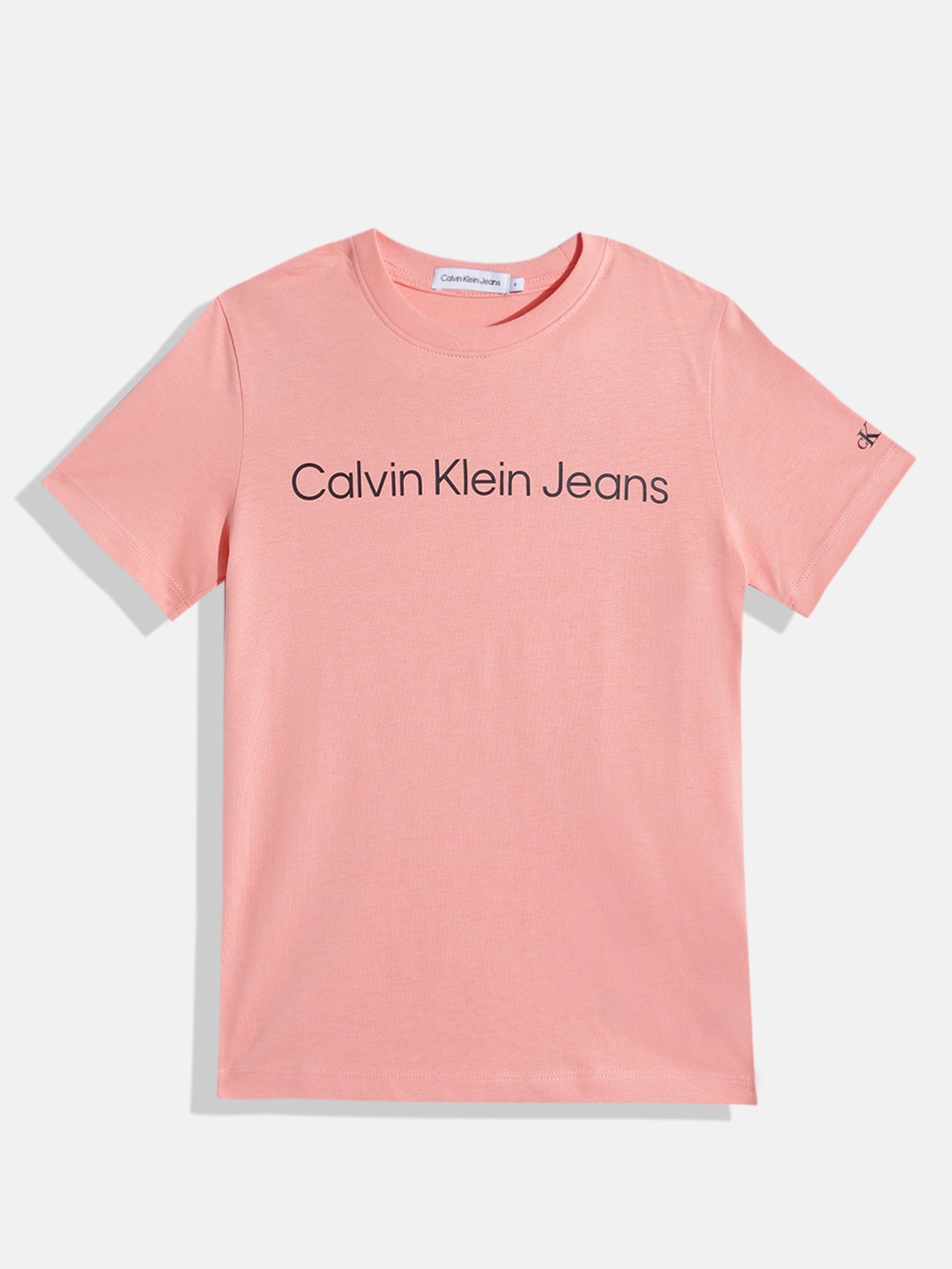 

Calvin Klein Jeans Kids Brand Logo Print Detail Pure Cotton T-shirt, Peach