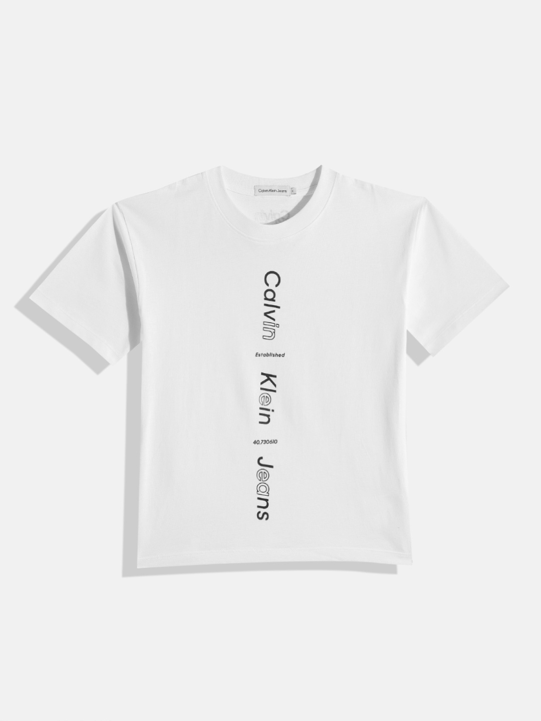 

Calvin Klein Jeans Boys Brand Logo Printed Pure Cotton T-shirt, White