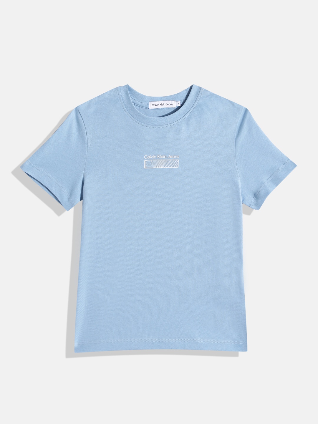 

Calvin Klein Jeans Boys Brand Logo Printed Pure Cotton T-shirt, Blue