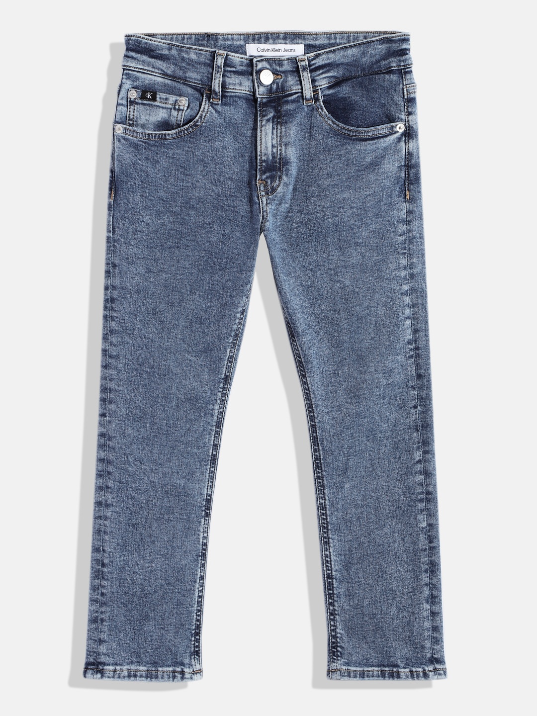 

Calvin Klein Jeans Boys Dad Fit Heavy Fade Stretchable Jeans, Blue