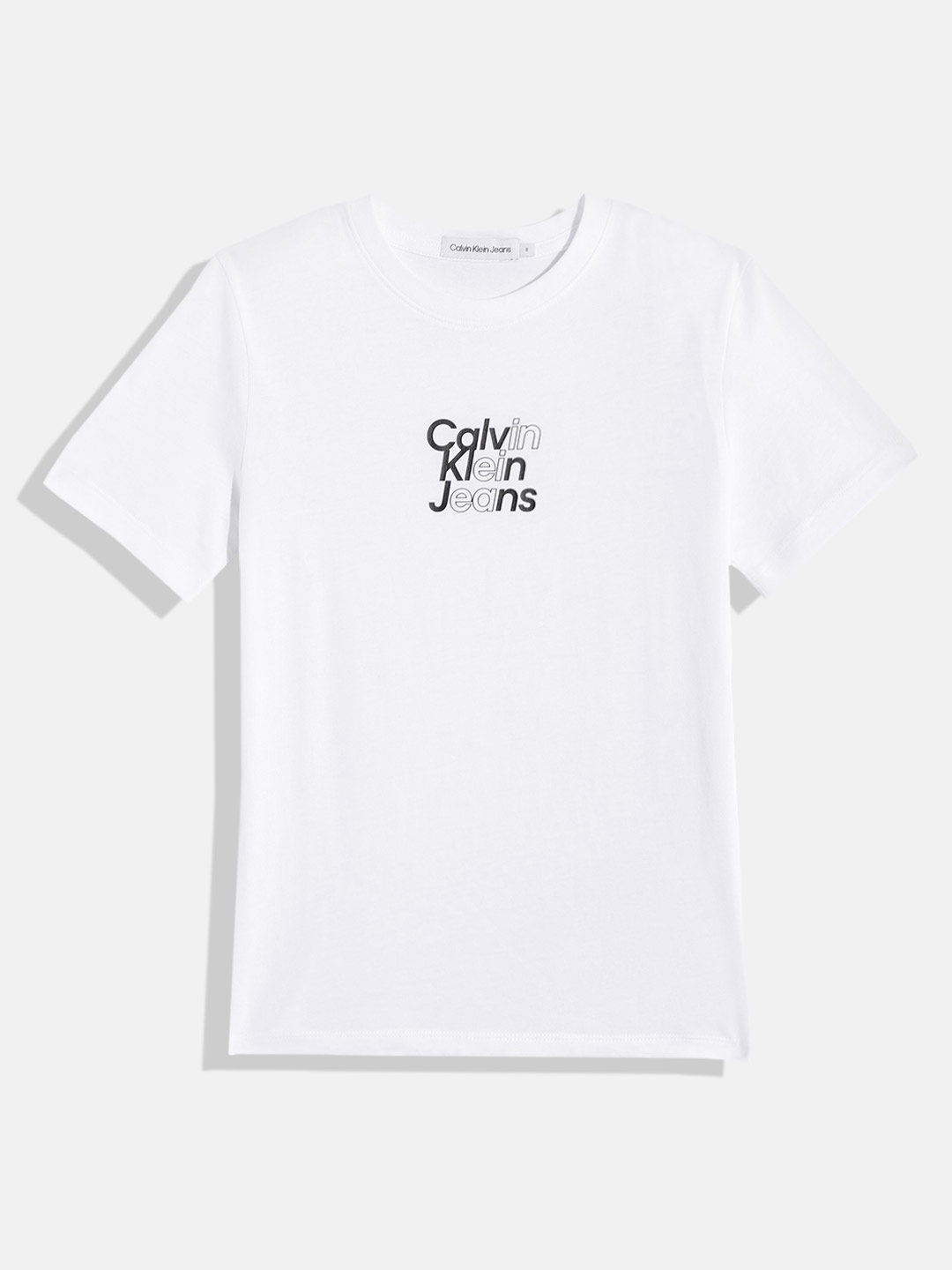 

Calvin Klein Jeans Girls Pure Cotton Brand Logo Print T-shirt, White
