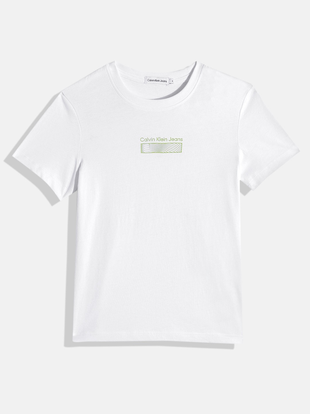 Calvin Klein Jeans Boys Brand Logo Printed Pure Cotton T-shirt, White