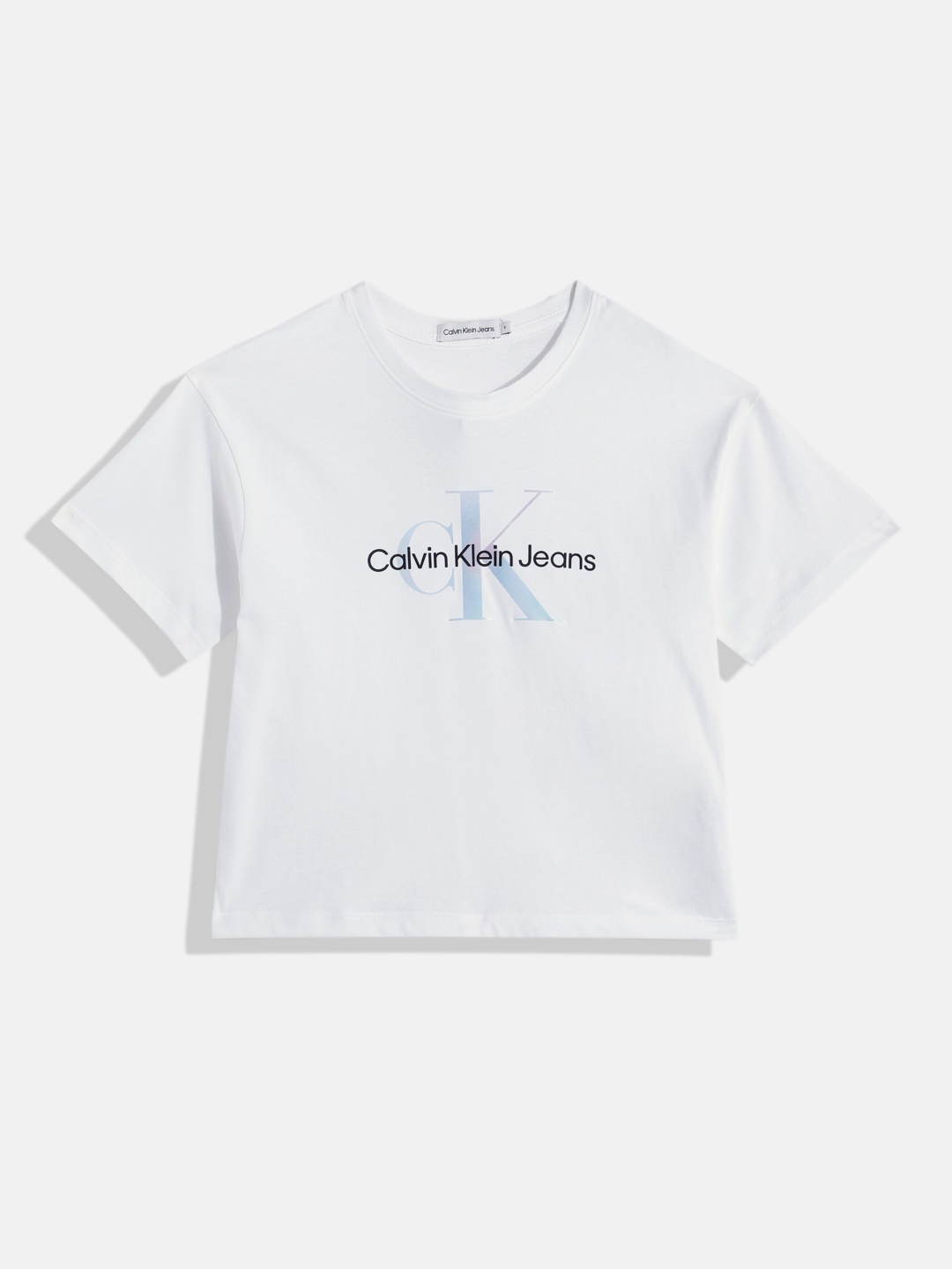 

Calvin Klein Jeans Girls Brand Logo Print Pure Cotton T-shirt, White