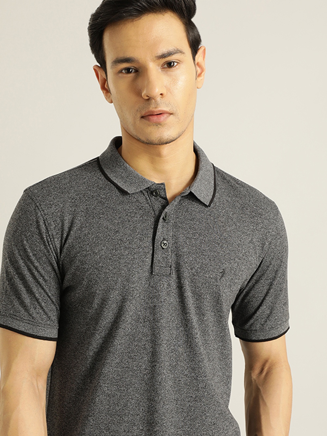 

Indian Terrain Polo Collar Short Sleeves Pockets T-shirt, Black