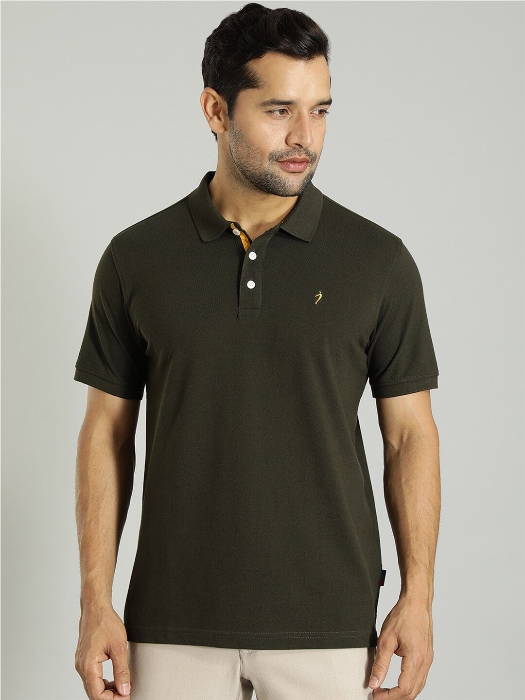 

Indian Terrain Henley Neck Applique T-shirt, Green