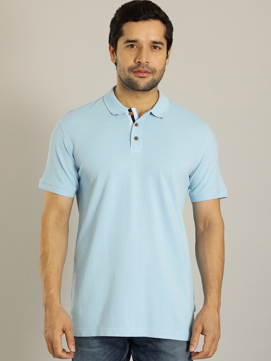 

Indian Terrain Polo Collar Applique T-shirt, Blue