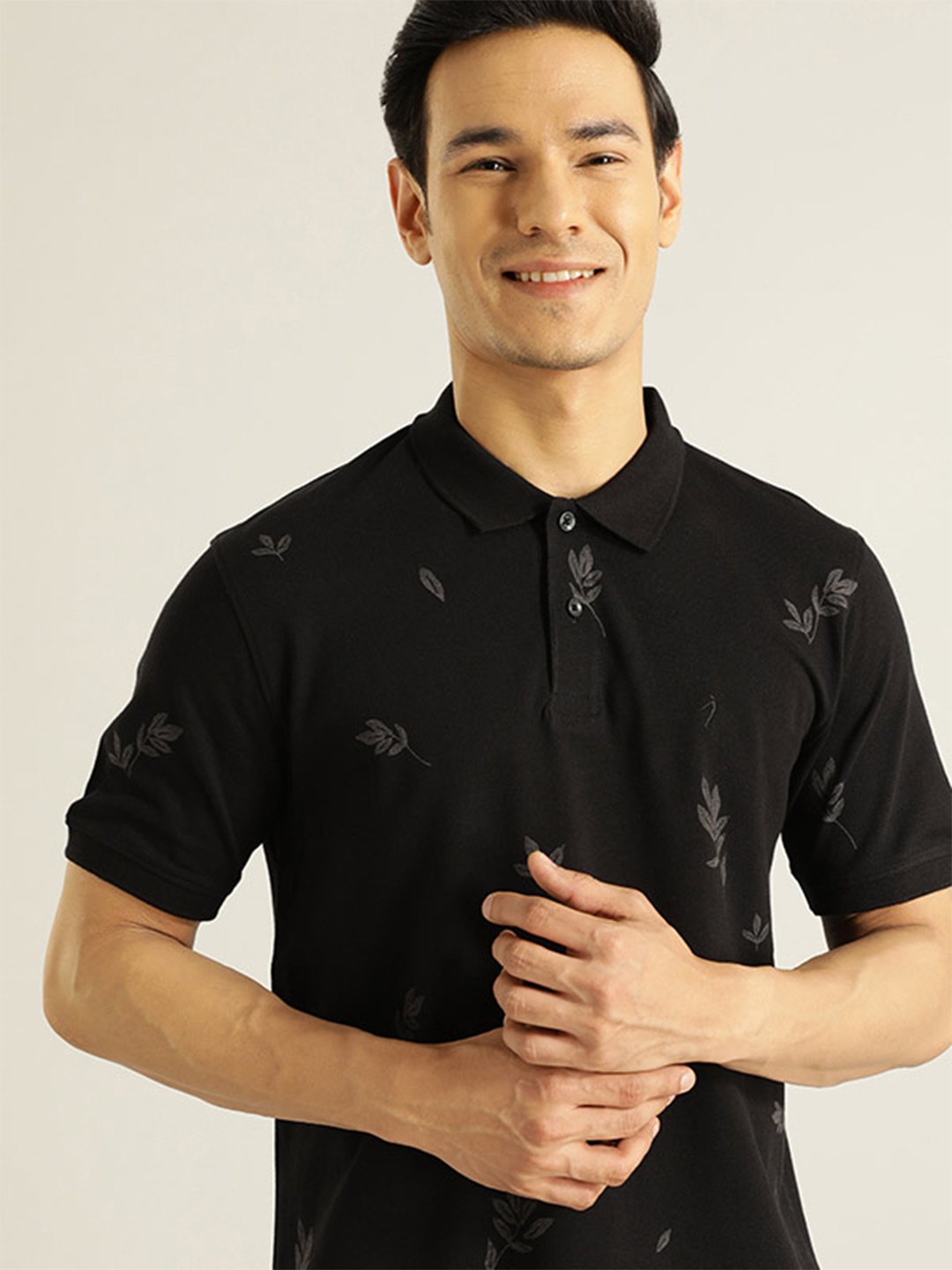 

Indian Terrain Polo Collar T-shirt, Black