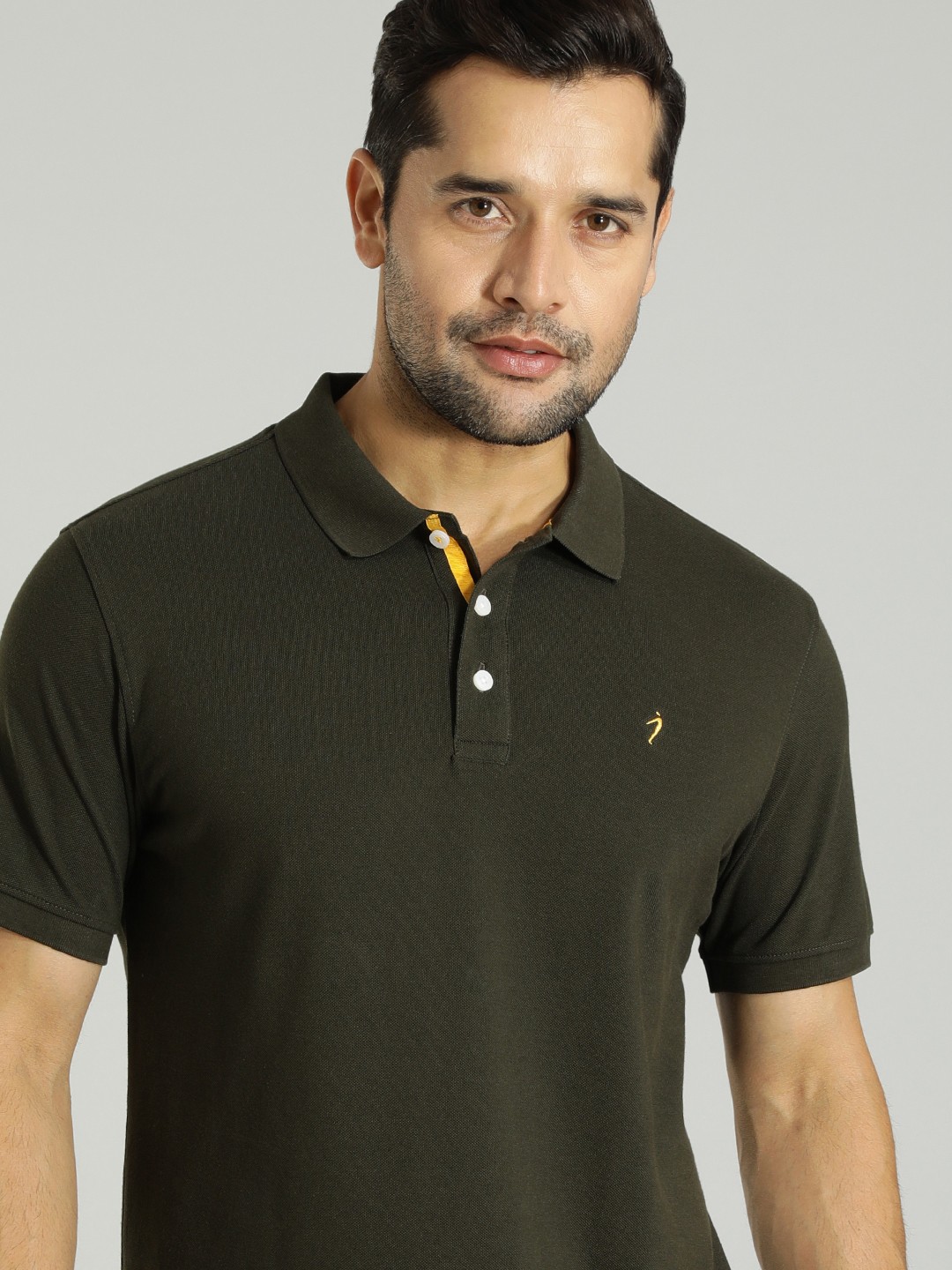 

Indian Terrain Henley Neck Applique T-shirt, Green