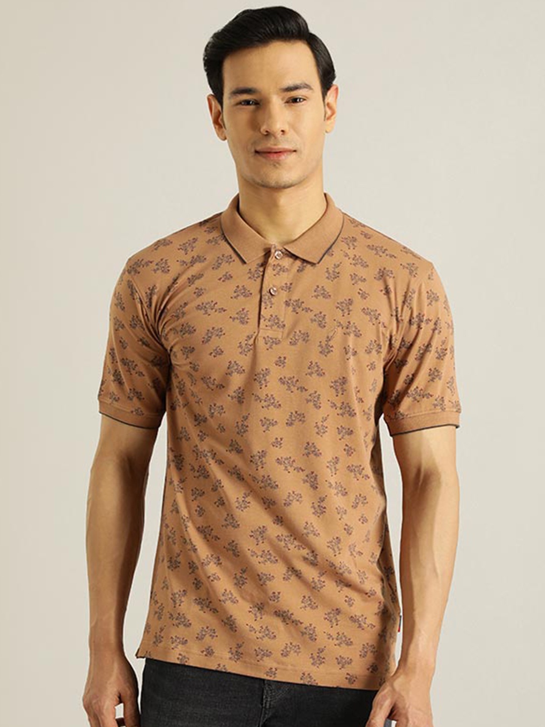 

Indian Terrain Floral Printed Polo Collar T-shirt, Khaki