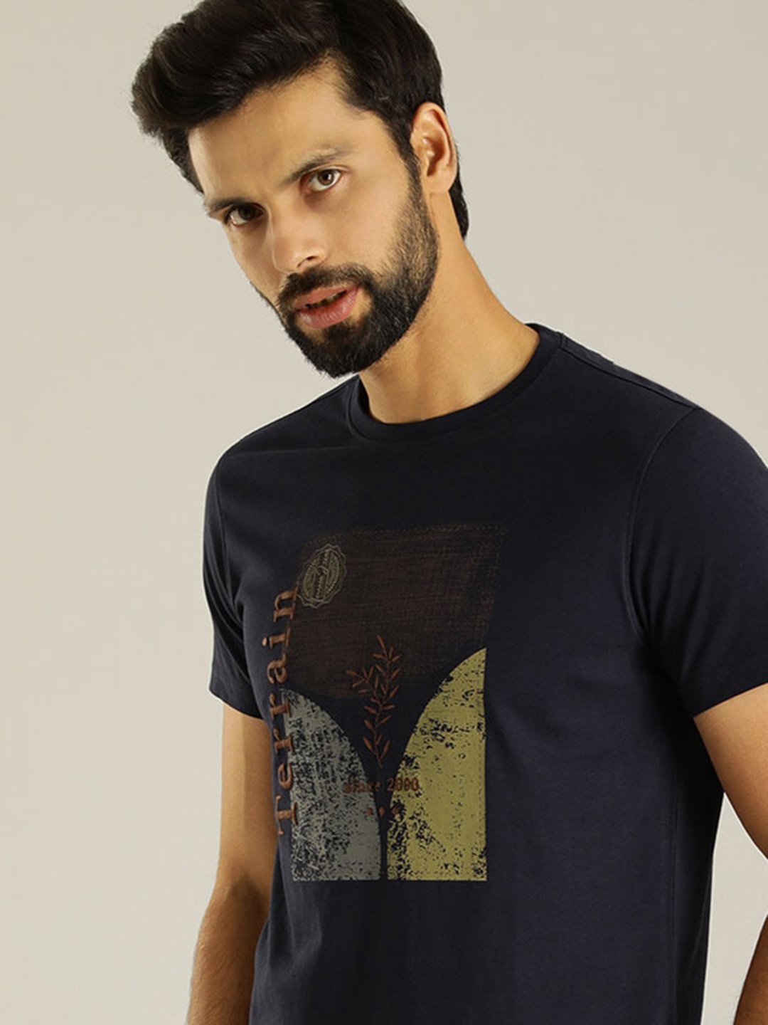 

Indian Terrain Blue Printed T-shirt, Navy blue