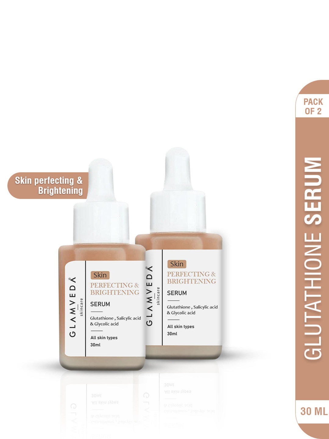 

GLAMVEDA Set of 2 Glutathione Skin Perfecting Face Serum with Salicylic Acid - 30 ml Each, White