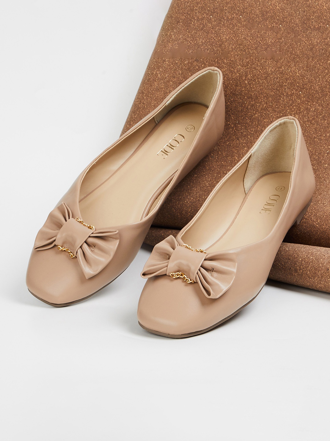 

CODE by Lifestyle Round Toe Bows Detail Ballerinas, Beige