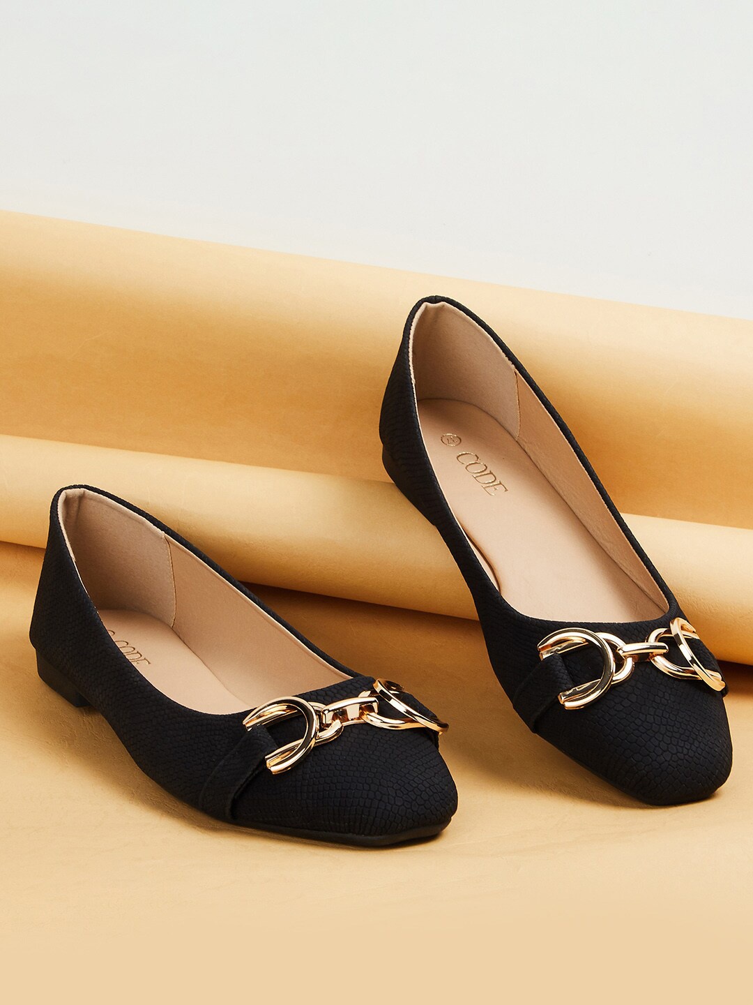 

CODE by Lifestyle Buckle Detailed Ballerinas, Black