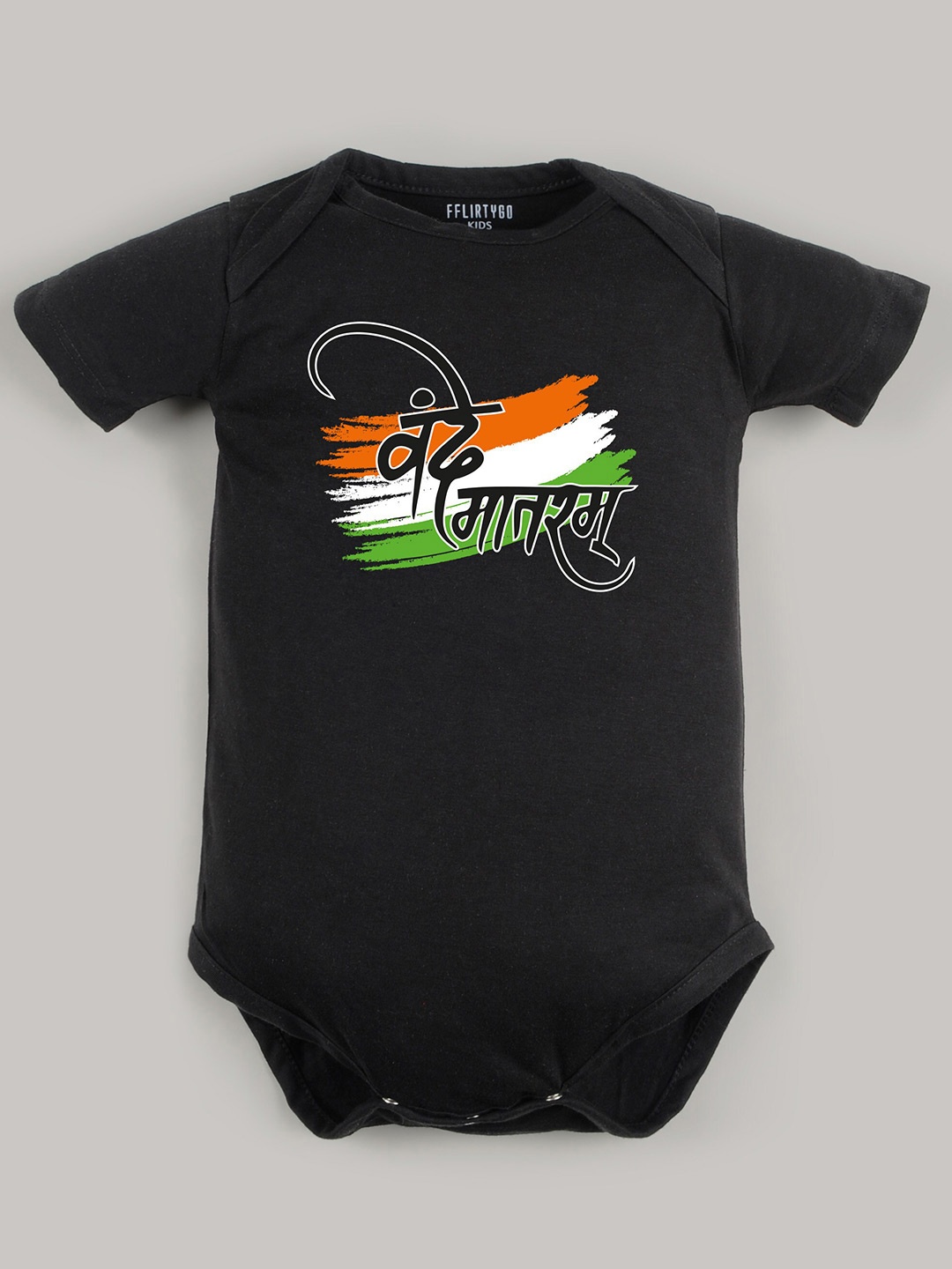 

FFLIRTYGO Infants Printed Pure Cotton Bodysuit, Black
