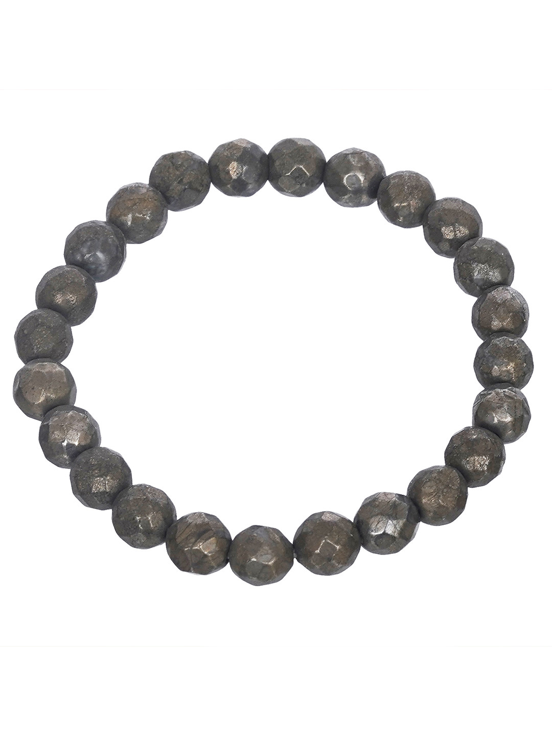 

eCraftIndia Unisex Beaded Brass Elasticated Bracelet, Black