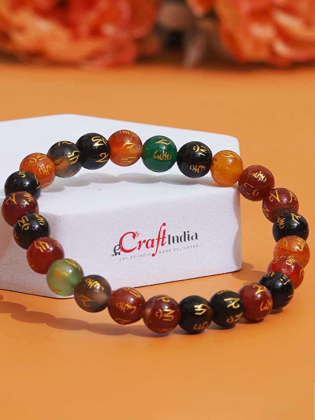 

eCraftIndia Unisex Pack Of 2 Brass Beaded Elasticated Bracelet, Black