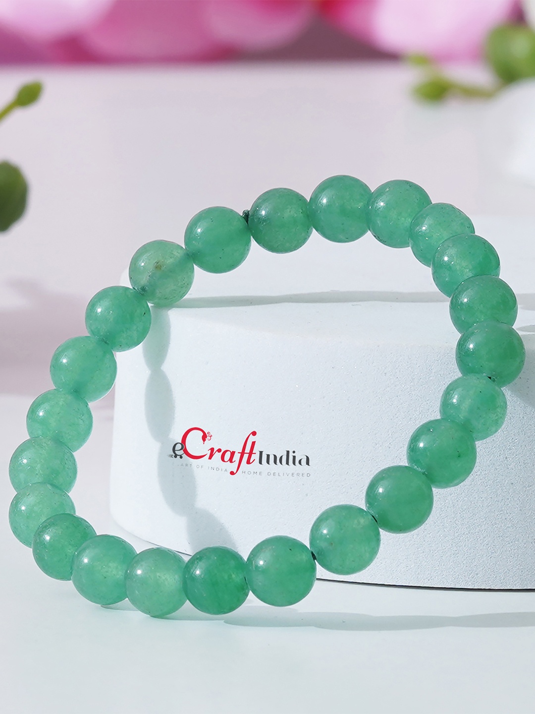 

eCraftIndia Unisex Set Of 2 Beaded Elasticated Bracelet, Green