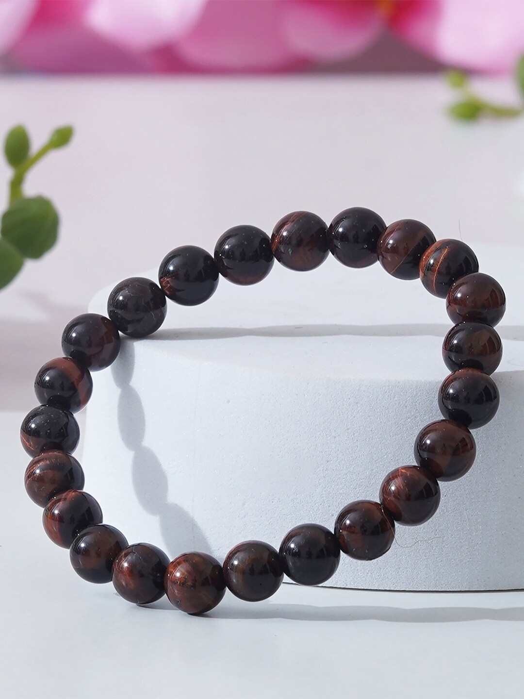 

eCraftIndia Unisex Set Of 2 Crystal Beaded Elasticated Bracelet, Brown