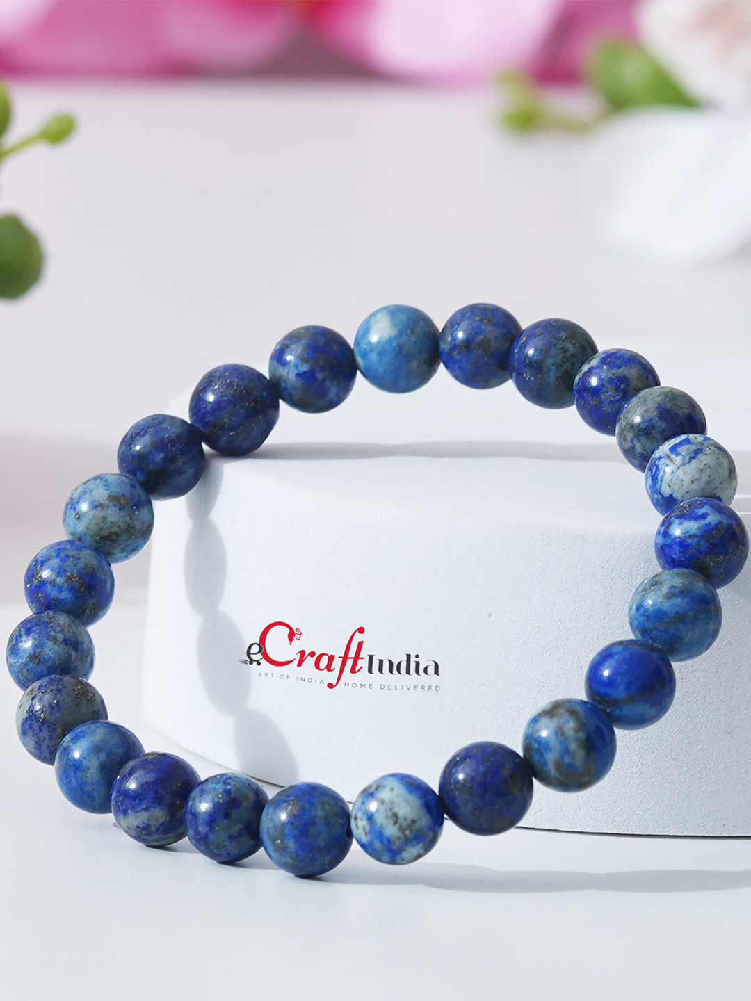 

eCraftIndia Unisex Set Of 2 Beaded Elasticated Bracelet, Blue
