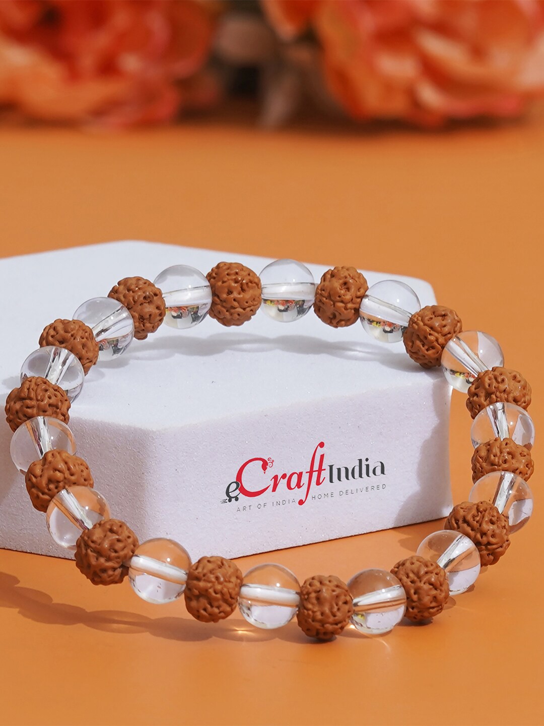 

eCraftIndia Unisex Set Of 2 Crystal Beaded Elasticated Bracelet, Black