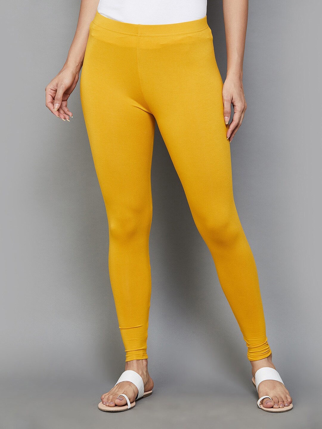 

Melange by Lifestyle Slim-Fit Ankle-Length Cotton Leggings, Mustard