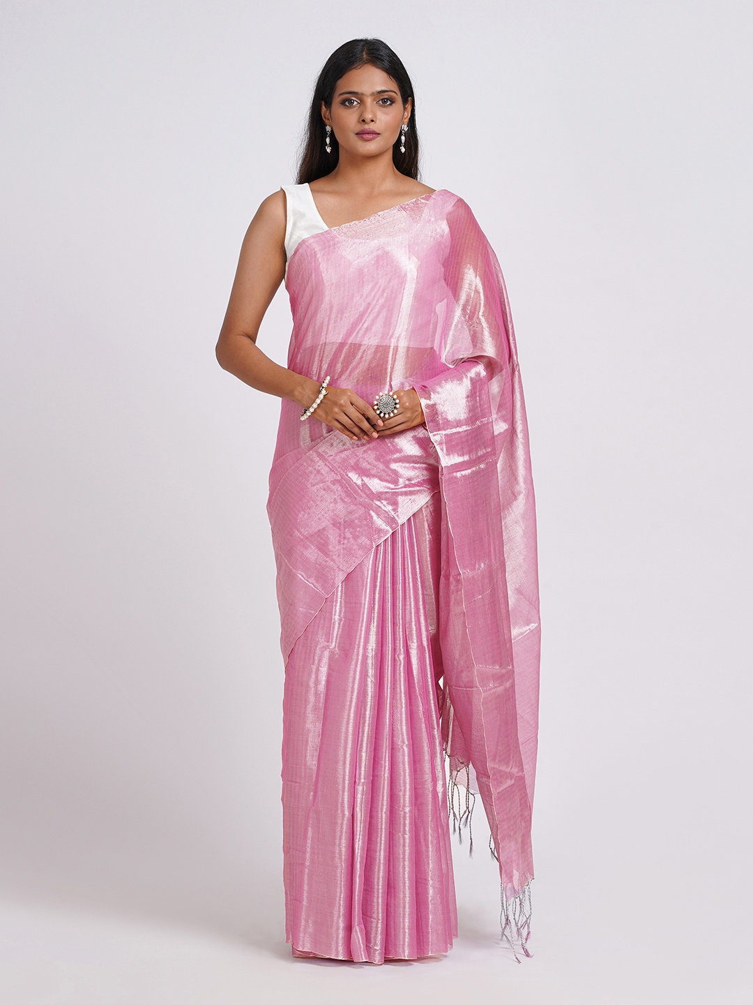 

TEEJH Trishika Woven Design Tissue Saree, Pink