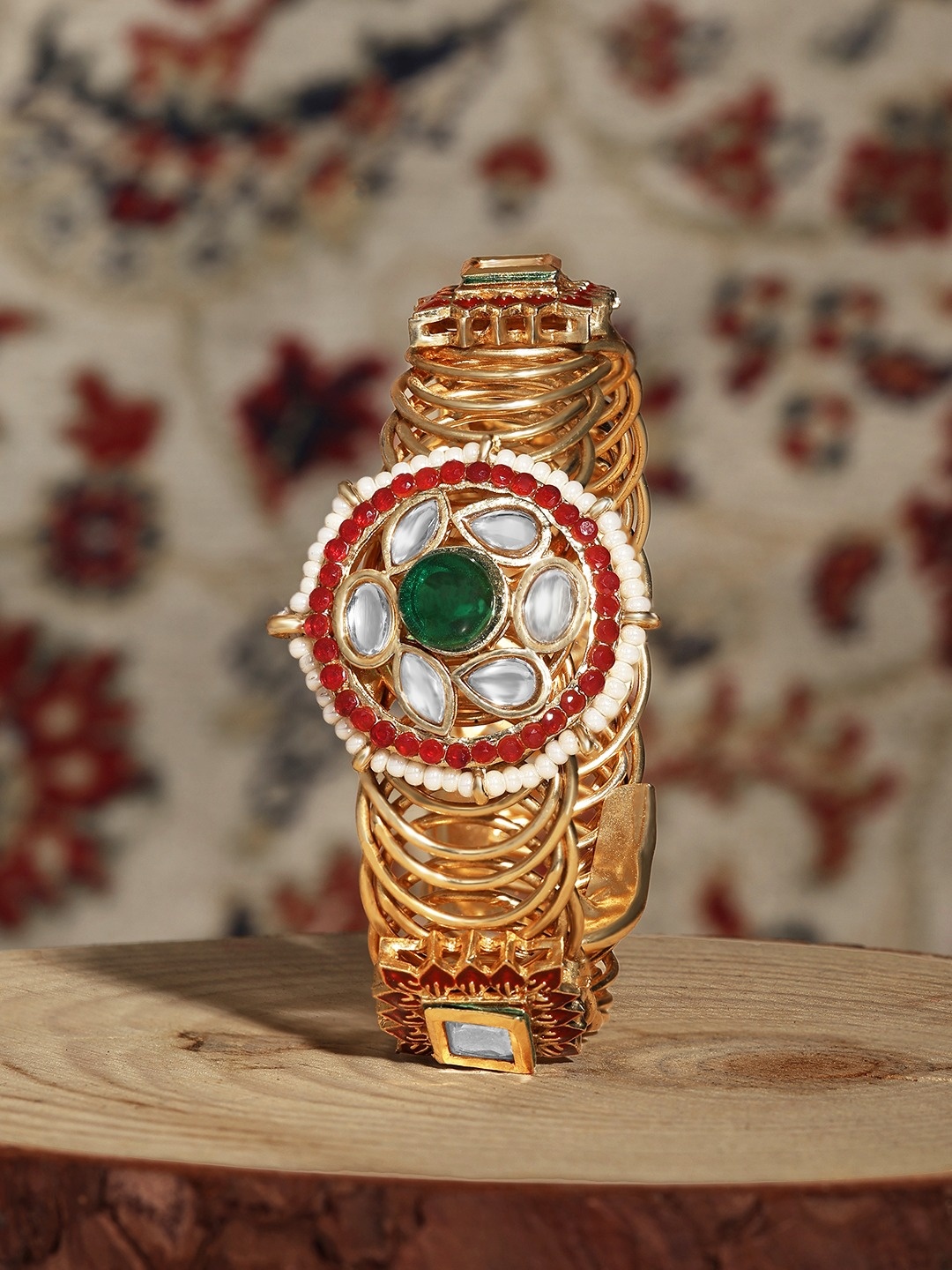 

Zaveri Pearls Kundan Gold-Plated Kada Bracelet