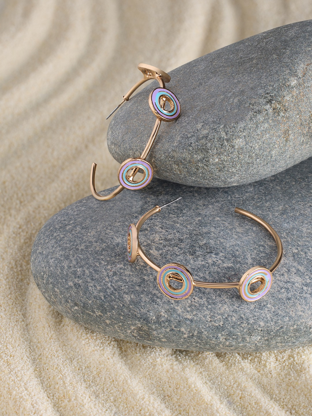 

Zaveri Pearls Contemporary Gold-Plated Hoop Earrings, Purple