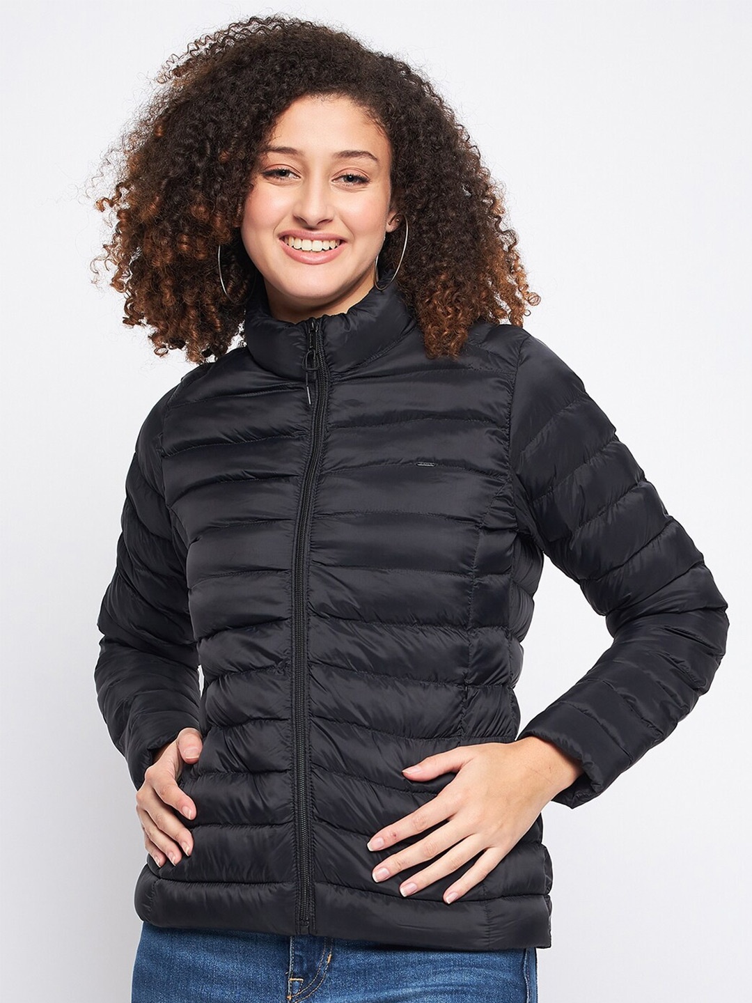 

Okane Lightweight Mock Collar Padded Jacket, Black