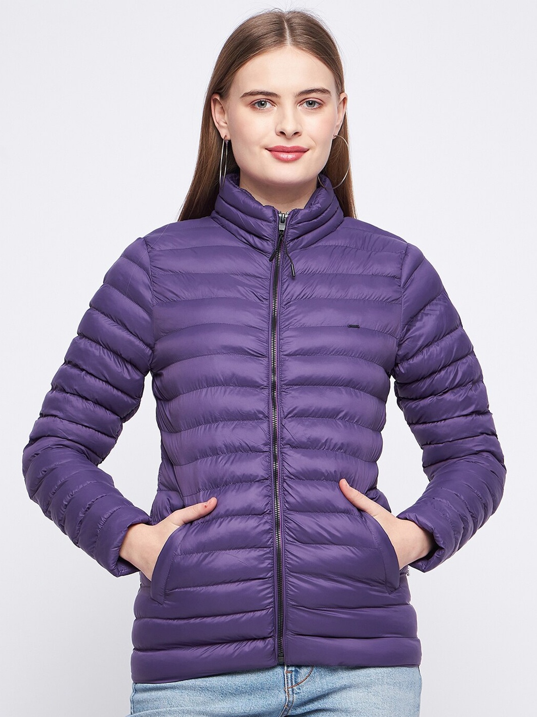 

Okane Lightweight Mock Collar Puffer Jacket, Purple