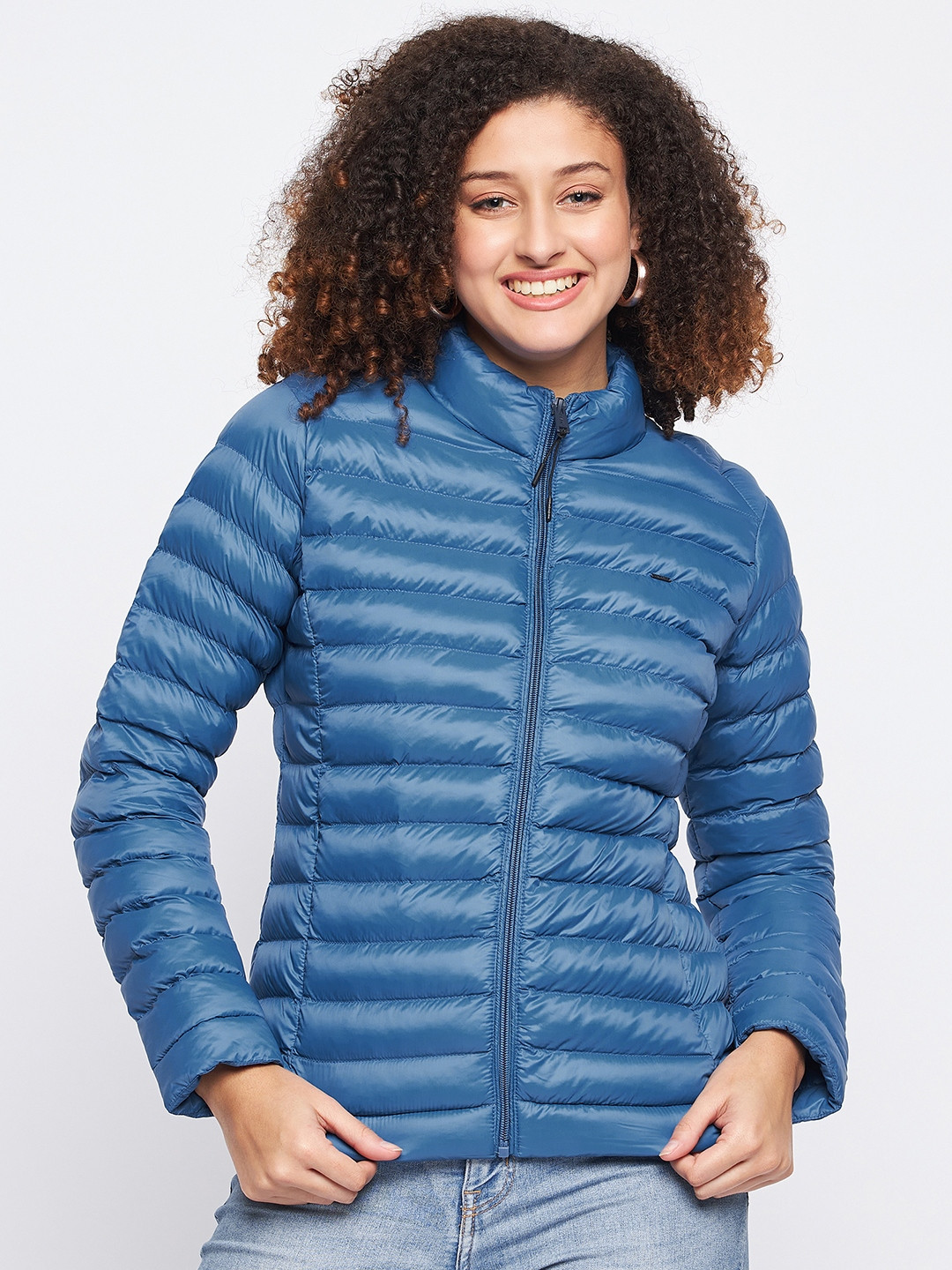 

Okane Lightweight Mock Collar Puffer Jacket, Teal