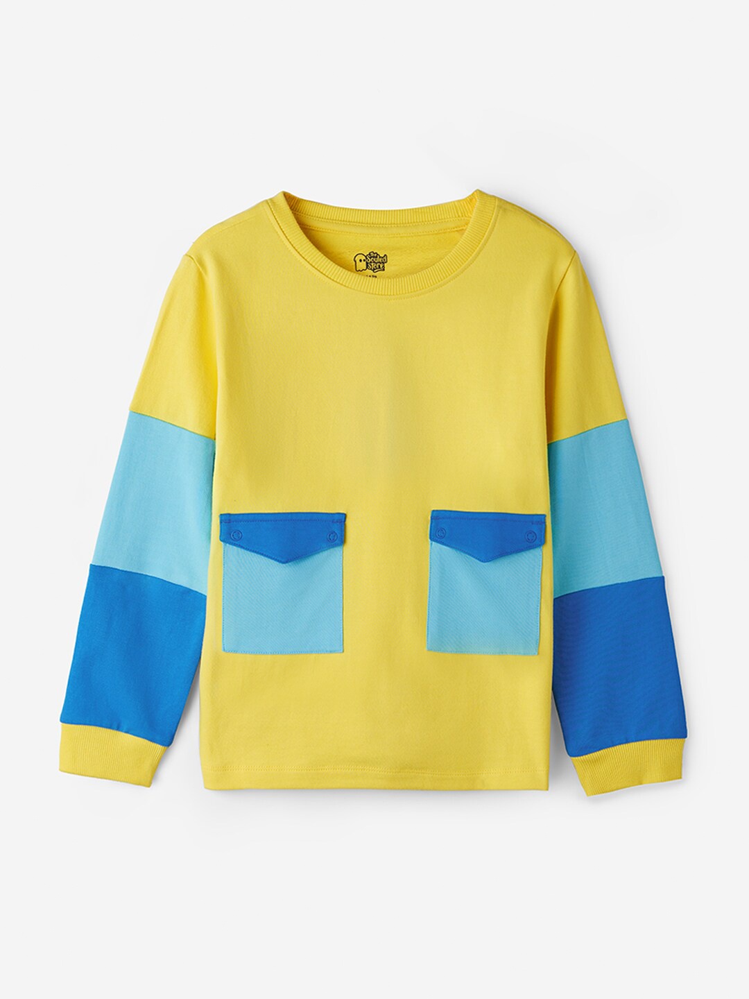 

The Souled Store Boys Colourblocked Long Sleeves Pure Cotton T-shirt, Yellow