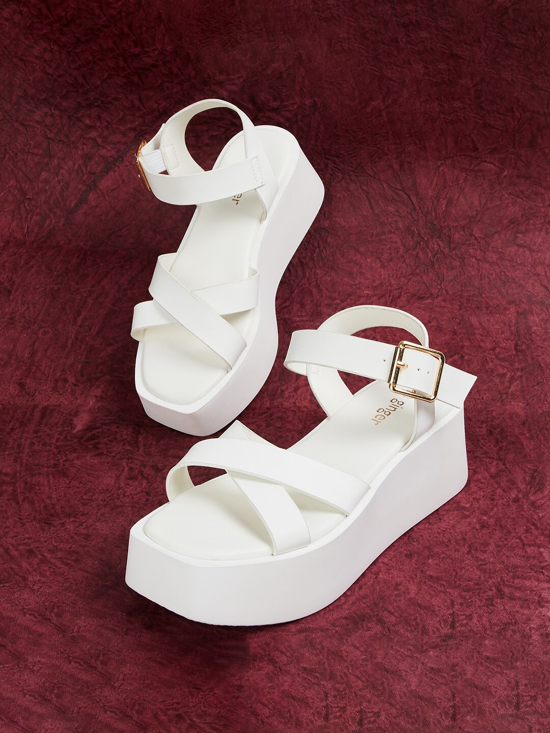 

Ginger by Lifestyle Women Open Toe Platform Heels, White