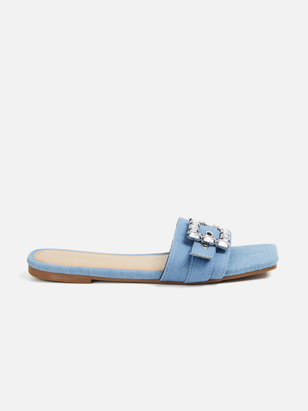 

Ginger by Lifestyle Embellished Buckles One Toe Flats, Blue