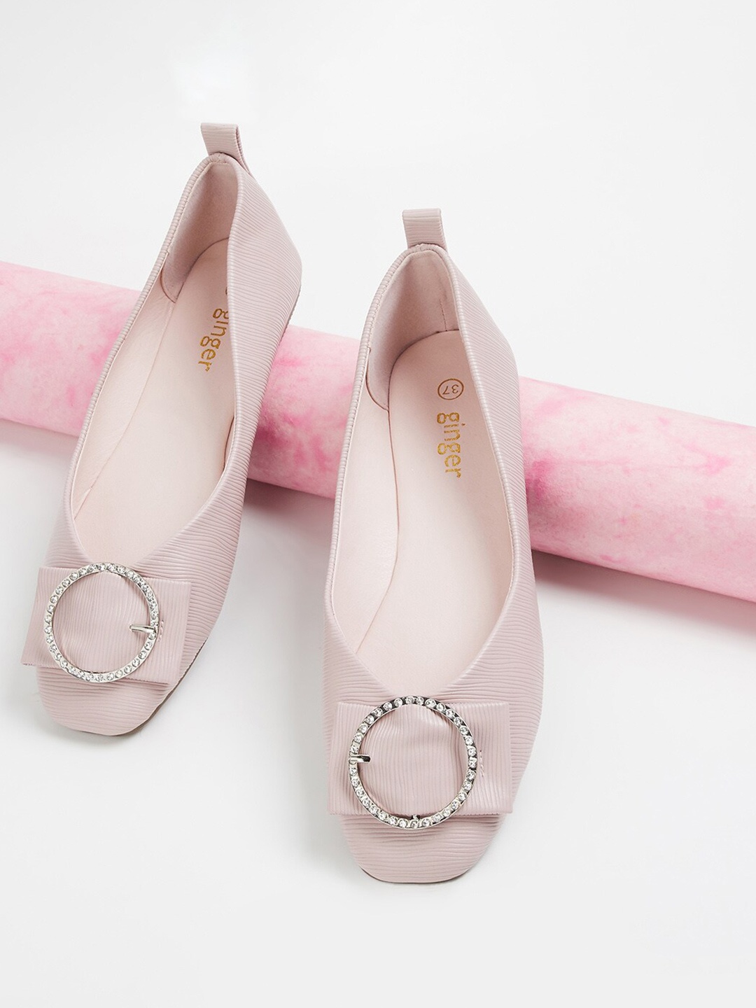 

Ginger by Lifestyle Embellished Round Toe Ballerinas, Pink