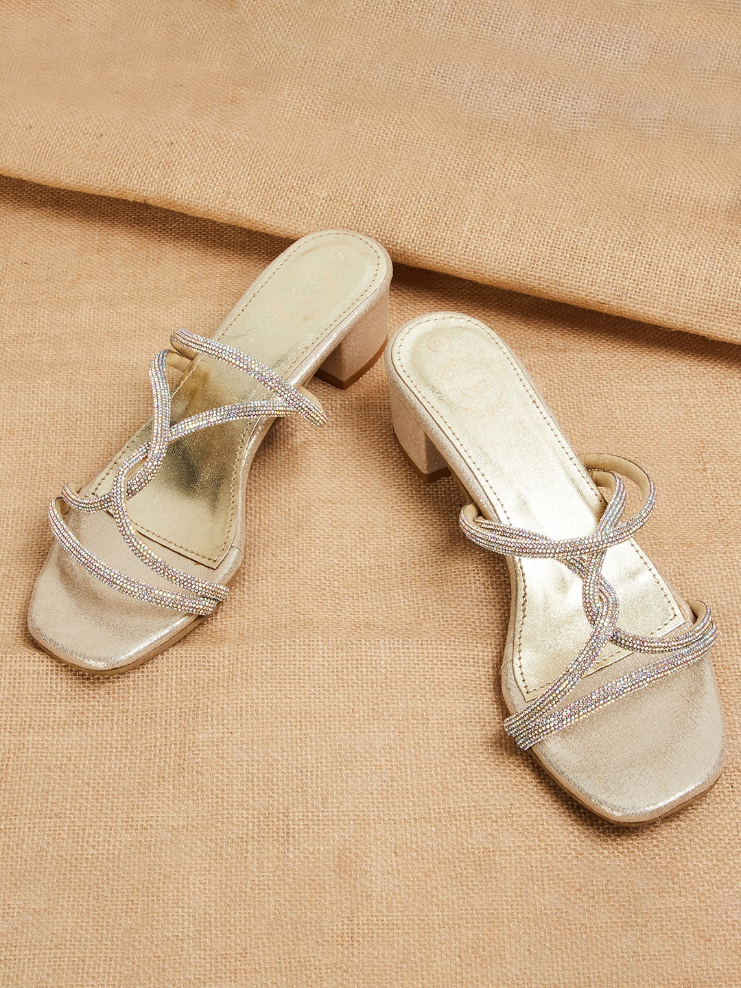 

Melange by Lifestyle Embellished Party Block Sandals, Gold