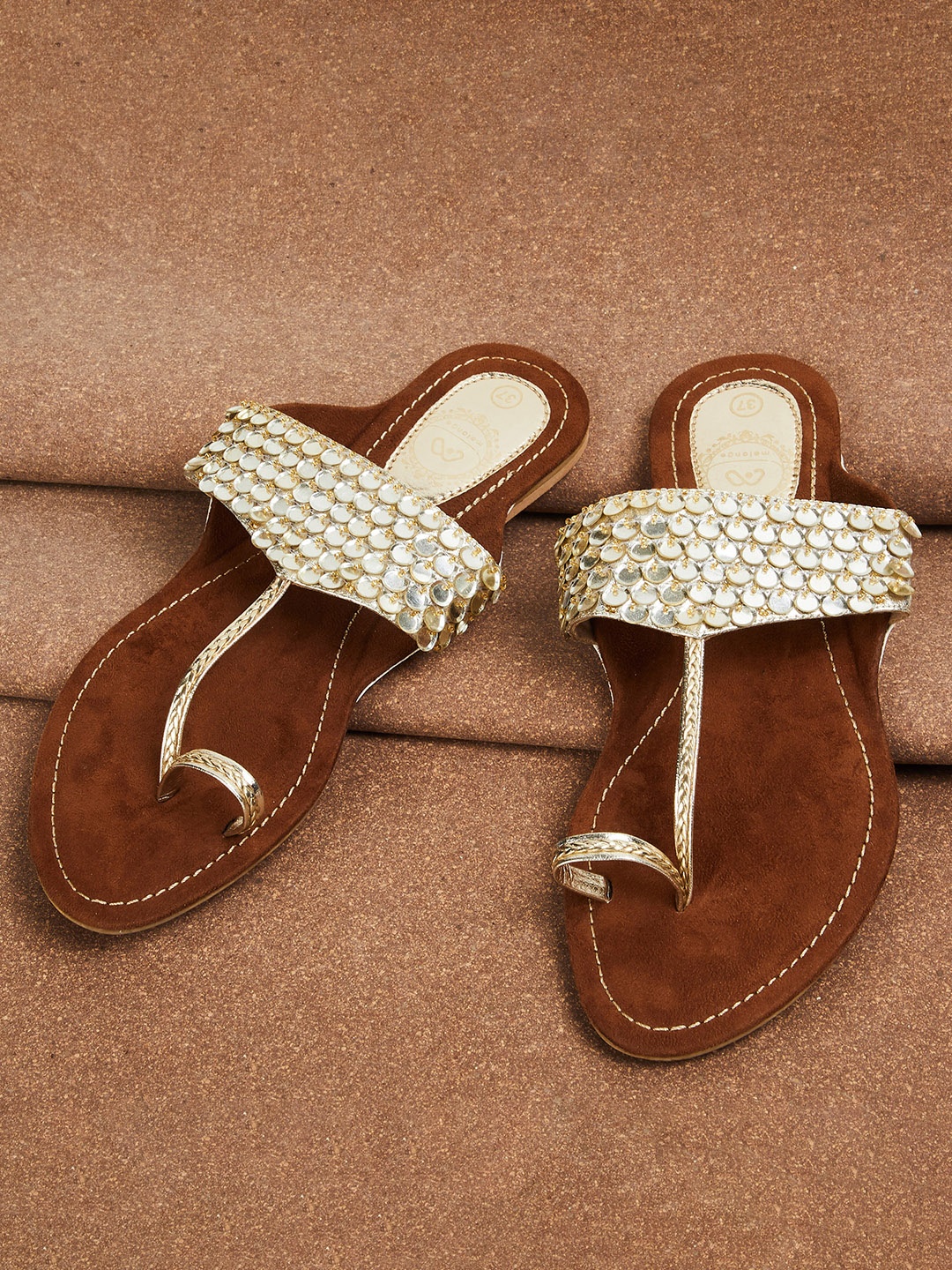 

Melange by Lifestyle Embellished One Toe Flats, Gold